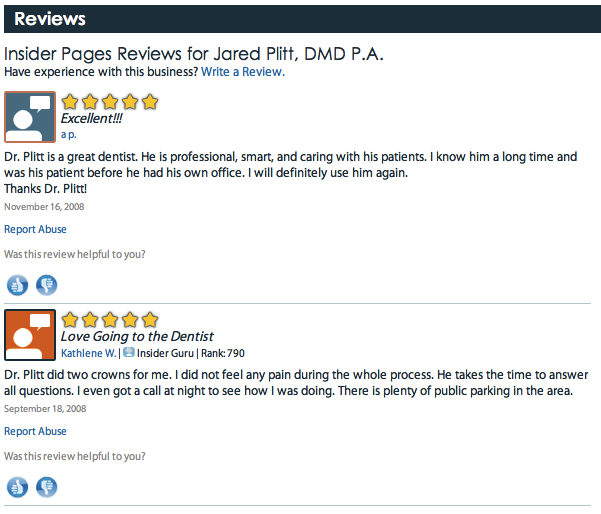 Miami Beach Dentist Dr Plitt Insider Pages Review